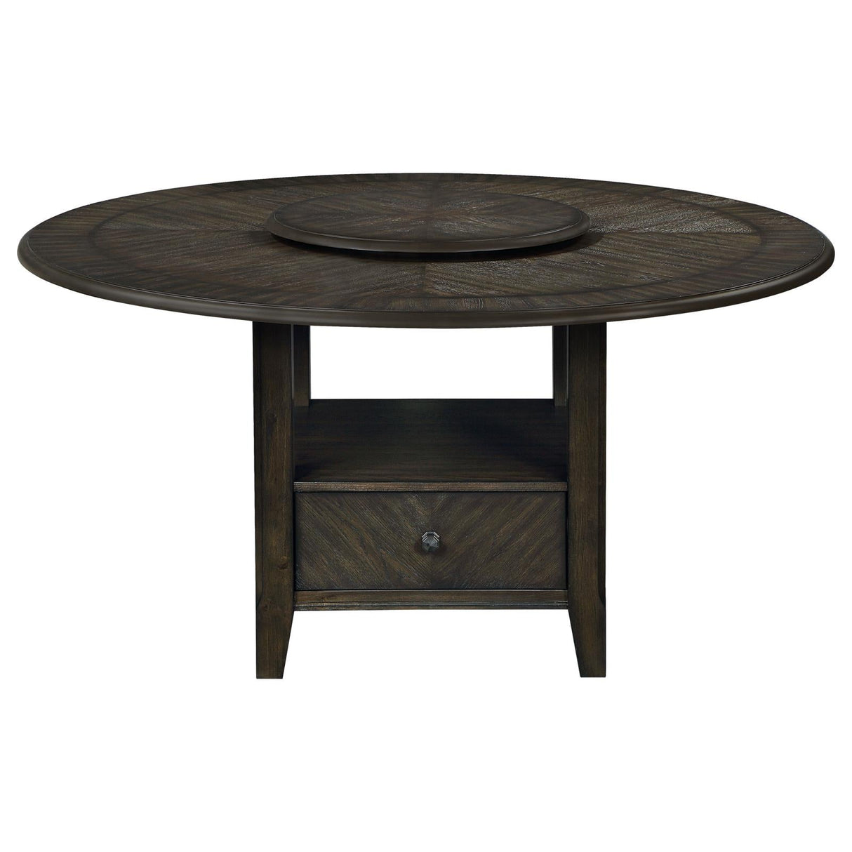 Twyla Dark Cocoa Round Dining Table with Removable Lazy Susan