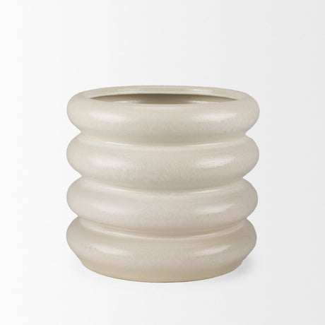 Twyla Short Cream Glazed Floor Vase by Mercana at Eve Furniture