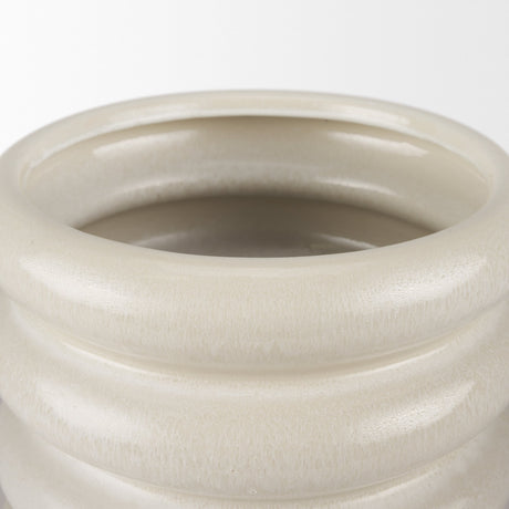 Twyla Short Cream Glazed Floor Vase by Mercana at Eve Furniture