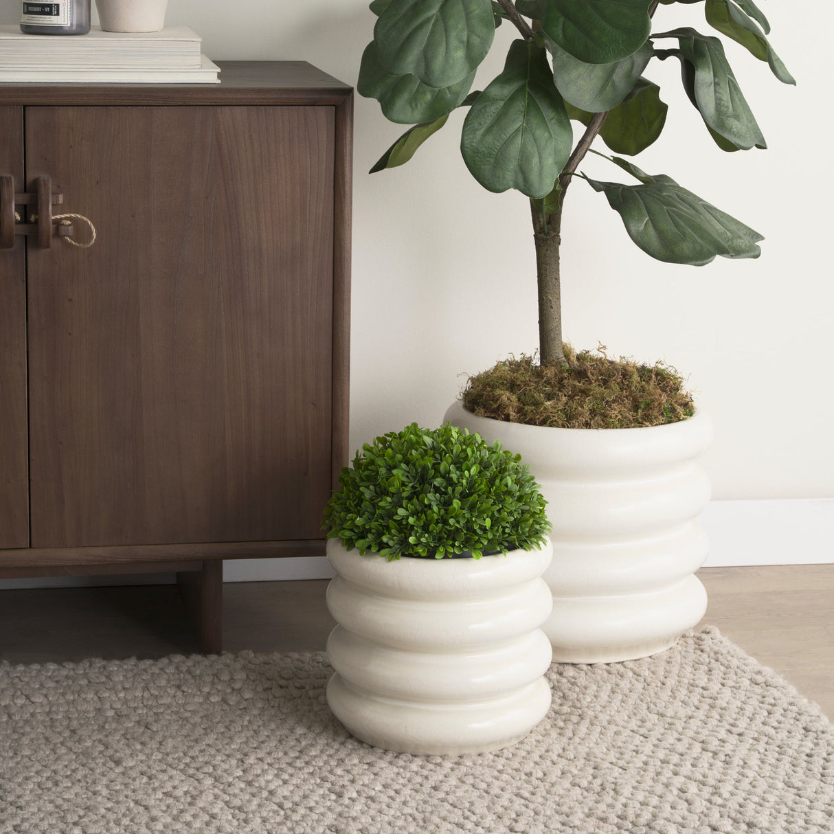Twyla Short Cream Glazed Floor Vase by Mercana at Eve Furniture