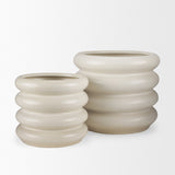 Twyla Short Cream Glazed Floor Vase by Mercana at Eve Furniture