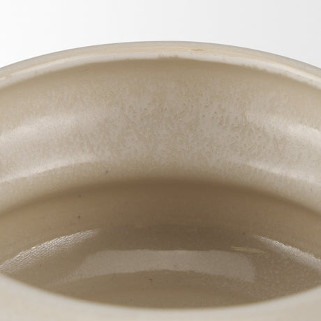 Twyla Short Cream Glazed Ring Pot by Mercana at Eve Furniture