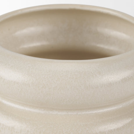 Twyla Short Cream Glazed Ring Pot by Mercana at Eve Furniture