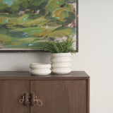Twyla Short Cream Glazed Ring Pot by Mercana at Eve Furniture