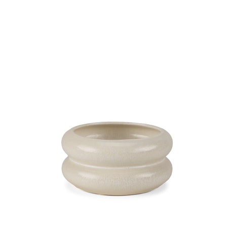 Twyla Short Cream Glazed Ring Pot by Mercana at Eve Furniture