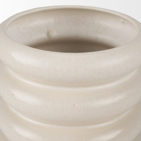Twyla Tall Cream Glazed Ring Pot by Mercana at Eve Furniture