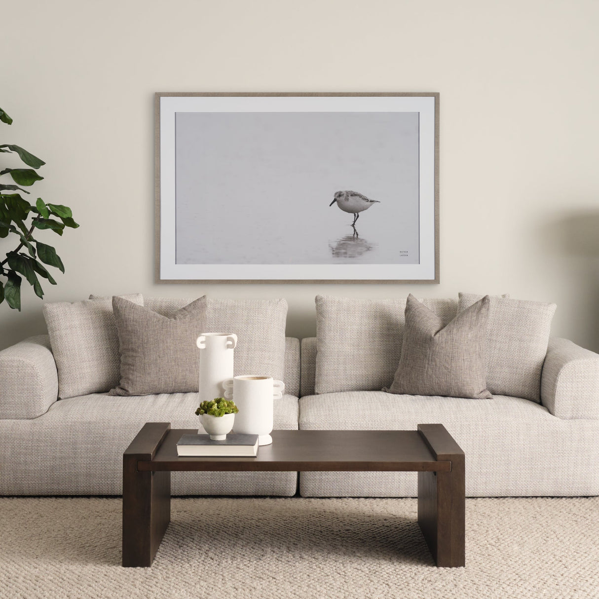 Tybee Island Sanderling by Nathan Larson a Hand Embellished Framed Photo Print under Glass by Mercana at Eve Furniture