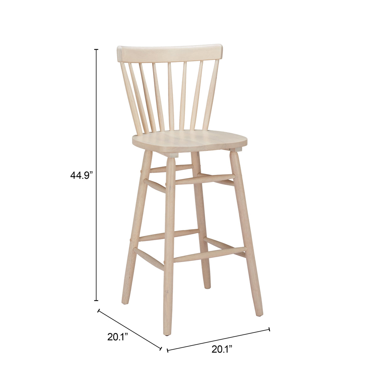 Tyce Natural Barstool (Set of 2) by Zuomod at Eve Furniture