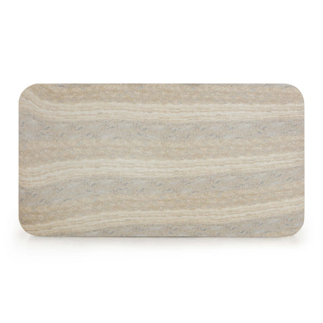 Tyche 55" Faux Travertine Indoor/Outdoor Concrete Rectangular Coffee Table by TOV Furniture at Eve Furniture