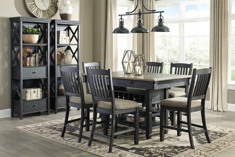 Tyler Creek Black and Gray Rectangular Counter Height Dining Room Set by Ashley at Eve Furniture