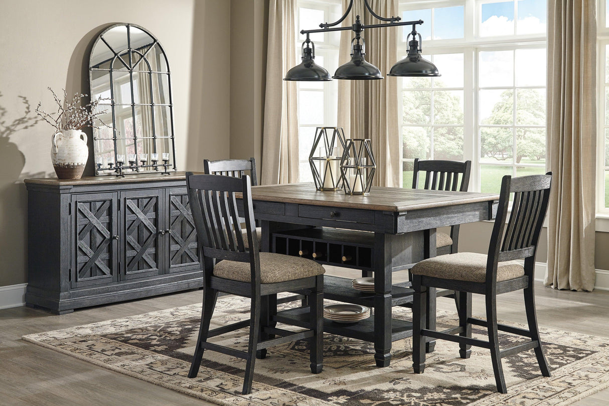 Tyler Creek Black and Gray Rectangular Counter Height Dining Room Set by Ashley at Eve Furniture