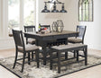 Tyler Creek Black and Gray Rectangular Counter Height Dining Room Set by Ashley at Eve Furniture