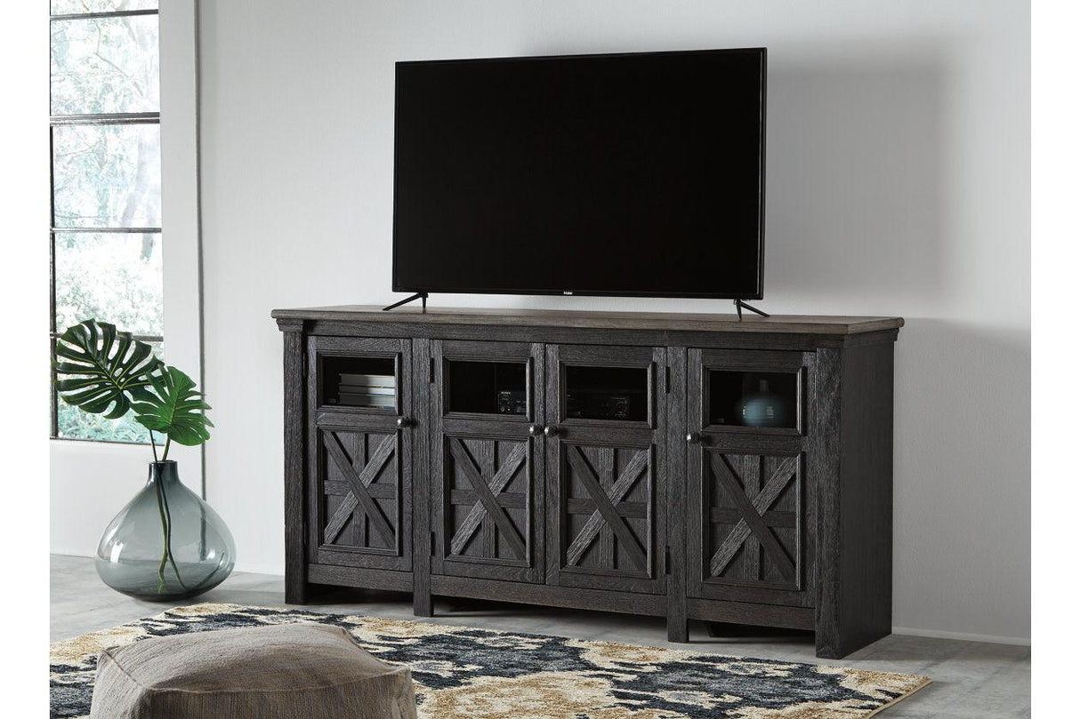 Tyler Creek Black/Gray 74" TV Stand by Ashley at Eve Furniture