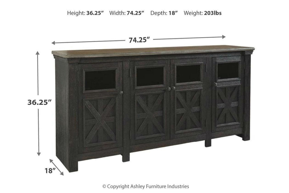 Tyler Creek Black/Gray 74" TV Stand by Ashley at Eve Furniture