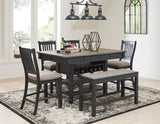 Tyler Creek Black/Gray Counter Height Dining Table and 4 Barstools and Bench by Ashley at Eve Furniture