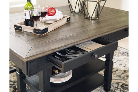 Tyler Creek Black/Gray Counter Height Dining Table and 4 Barstools and Bench by Ashley at Eve Furniture