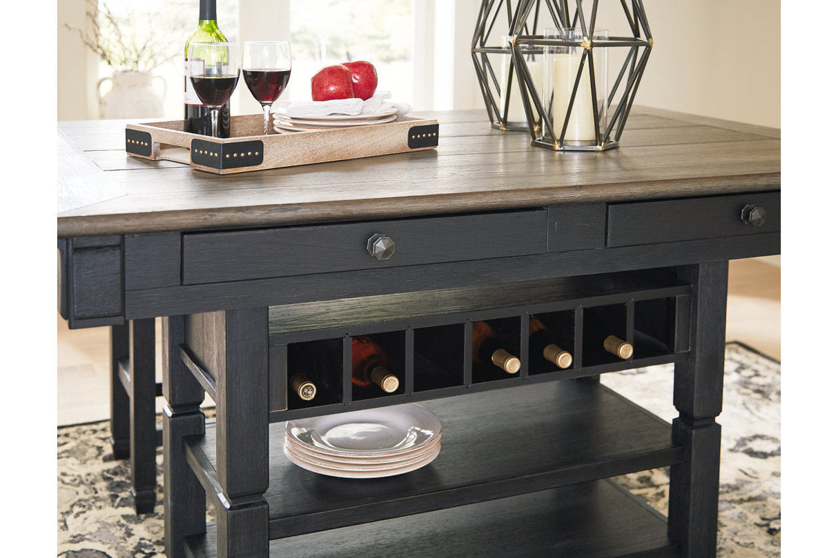 Tyler Creek Black/Gray Counter Height Dining Table and 4 Barstools and Bench by Ashley at Eve Furniture