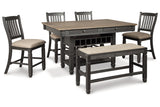 Tyler Creek Black/Gray Counter Height Dining Table and 4 Barstools and Bench by Ashley at Eve Furniture