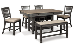 Tyler Creek Black/Gray Counter Height Dining Table and 4 Barstools and Bench by Ashley at Eve Furniture