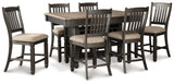 Tyler Creek Black/Gray Counter Height Dining Table and 6 Barstools by Ashley at Eve Furniture