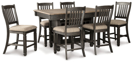 Tyler Creek Black/Gray Counter Height Dining Table and 6 Barstools by Ashley at Eve Furniture