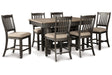 Tyler Creek Black/Gray Counter Height Dining Table and 6 Barstools by Ashley at Eve Furniture