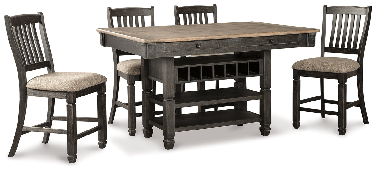 Tyler Creek Black/Gray Counter Height Dining Table with 4 Barstools by Ashley at Eve Furniture