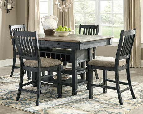 Tyler Creek Black/Gray Counter Height Dining Table with 4 Barstools by Ashley at Eve Furniture