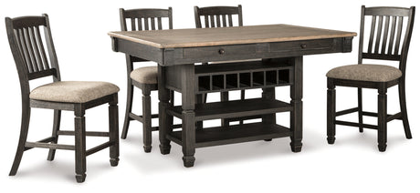 Tyler Creek Black/Gray Counter Height Dining Table with 4 Barstools by Ashley at Eve Furniture