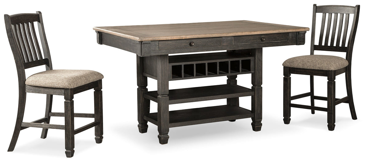 Tyler Creek Black/Gray Counter Height Dining Table with 4 Barstools by Ashley at Eve Furniture