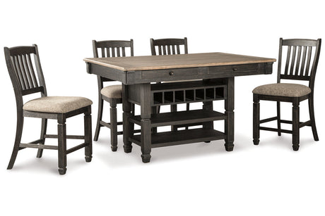 Tyler Creek Black/Gray Counter Height Dining Table with 4 Barstools by Ashley at Eve Furniture