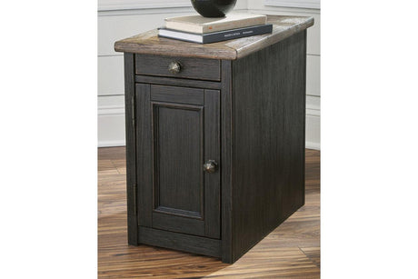 Tyler Creek Grayish Brown/Black Chairside End Table with USB Ports & Outlets by Ashley at Eve Furniture