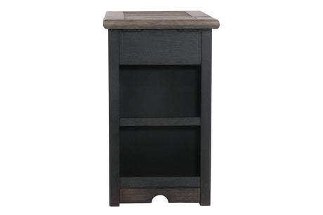 Tyler Creek Grayish Brown/Black Chairside End Table with USB Ports & Outlets by Ashley at Eve Furniture