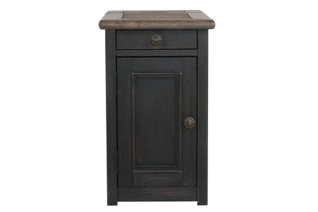 Tyler Creek Grayish Brown/Black Chairside End Table with USB Ports & Outlets by Ashley at Eve Furniture