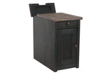Tyler Creek Grayish Brown/Black Chairside End Table with USB Ports & Outlets by Ashley at Eve Furniture
