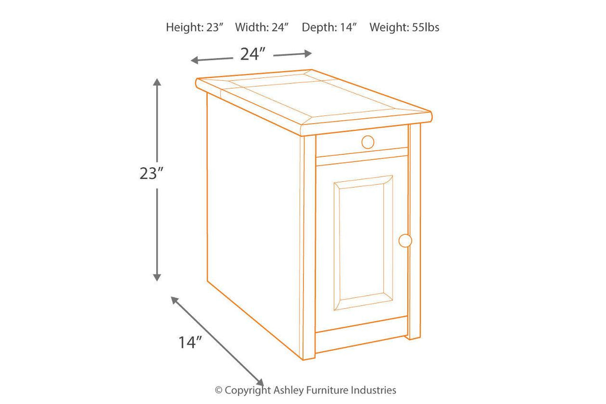 Tyler Creek Grayish Brown/Black Chairside End Table with USB Ports & Outlets by Ashley at Eve Furniture