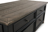 Tyler Creek Grayish Brown/Black Coffee Table and 2 Chairside End Tables by Ashley at Eve Furniture