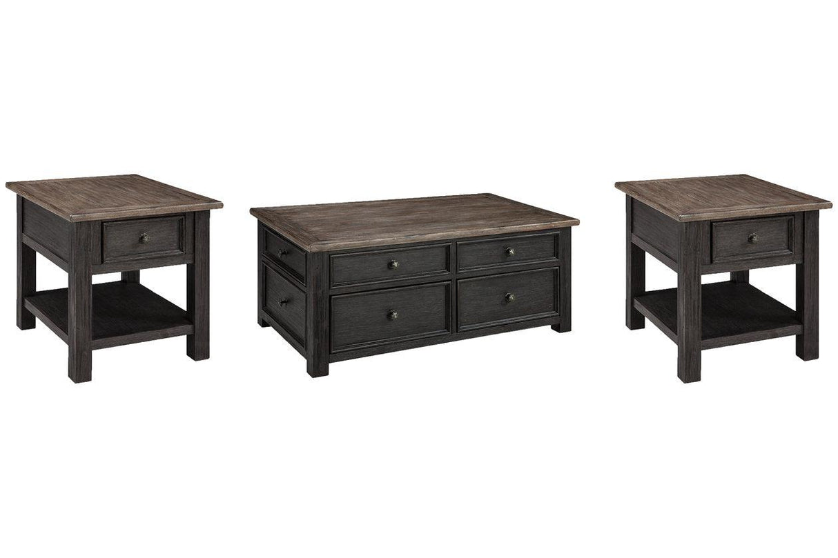 Tyler Creek Grayish Brown/Black Coffee Table and 2 End Tables by Ashley at Eve Furniture