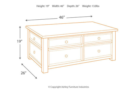 Tyler Creek Grayish Brown/Black Coffee Table with Lift Top by Ashley at Eve Furniture