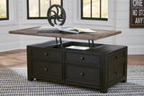 Tyler Creek Grayish Brown/Black Coffee Table with Lift Top by Ashley at Eve Furniture