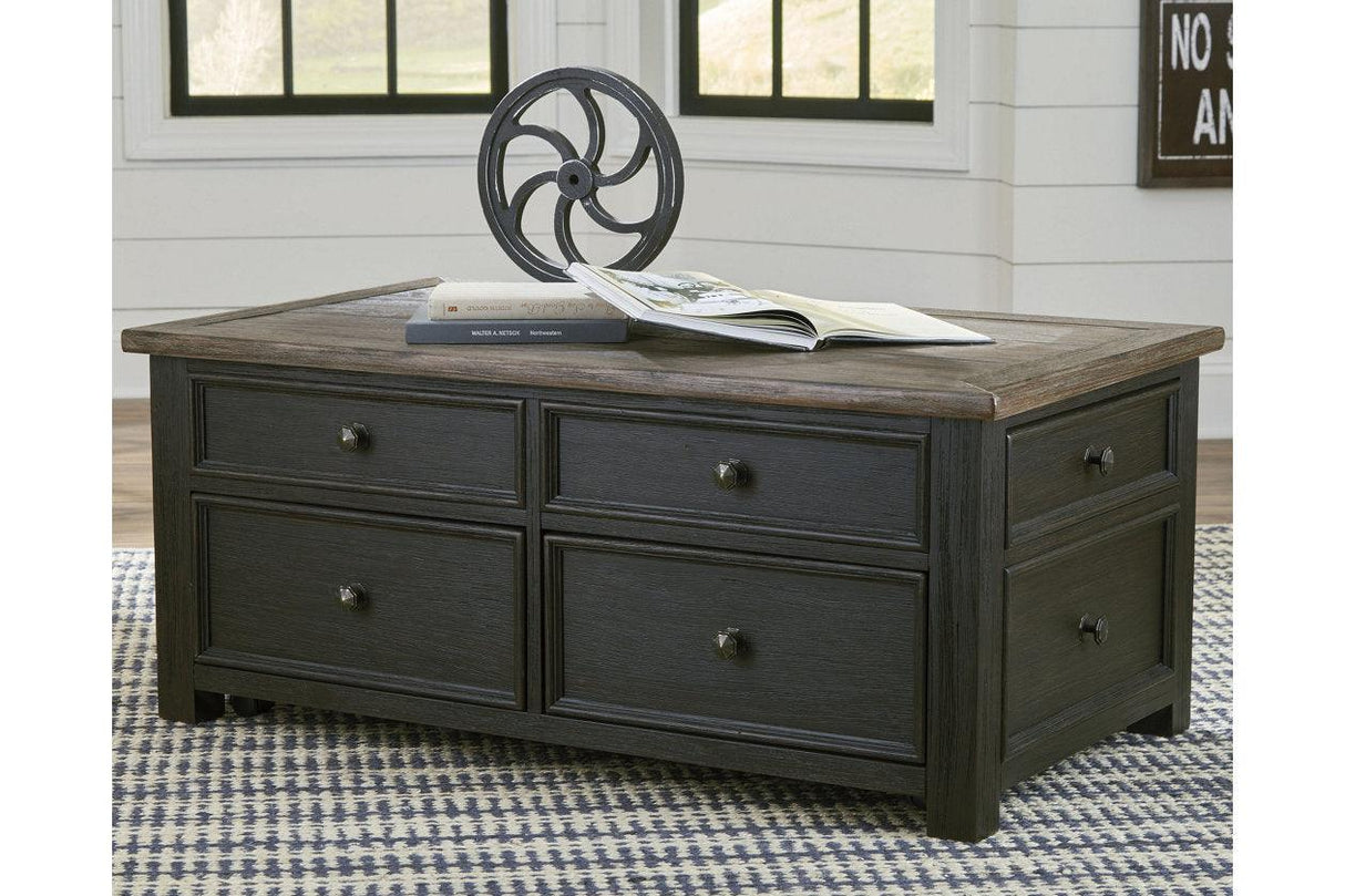Tyler Creek Grayish Brown/Black Coffee Table with Lift Top by Ashley at Eve Furniture