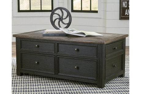 Tyler Creek Grayish Brown/Black Coffee Table with Lift Top by Ashley at Eve Furniture