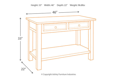Tyler Creek Grayish Brown/Black Sofa/Console Table by Ashley at Eve Furniture