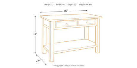 Tyler Creek Grayish Brown/Black Sofa/Console Table by Ashley at Eve Furniture