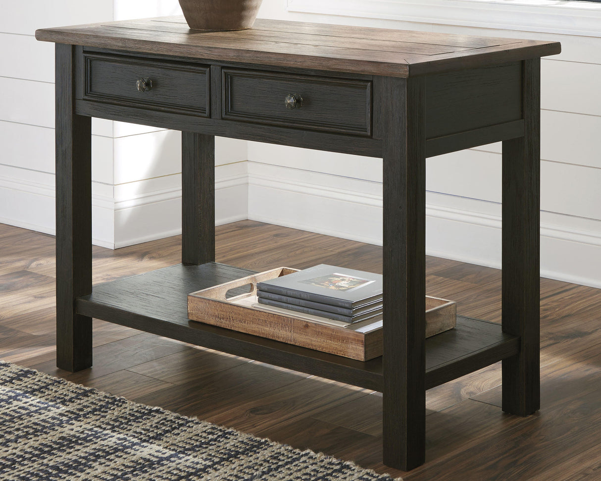 Tyler Creek Grayish Brown/Black Sofa/Console Table by ASHLEY FURNITURE at Eve Furniture