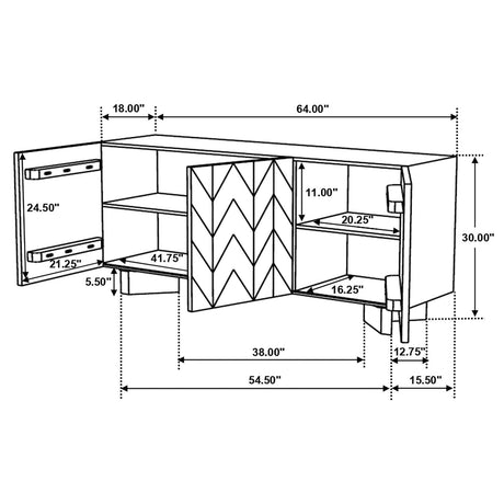 Tyler Mango Brown 3-door Dining Sideboard Server by Coaster at Eve Furniture