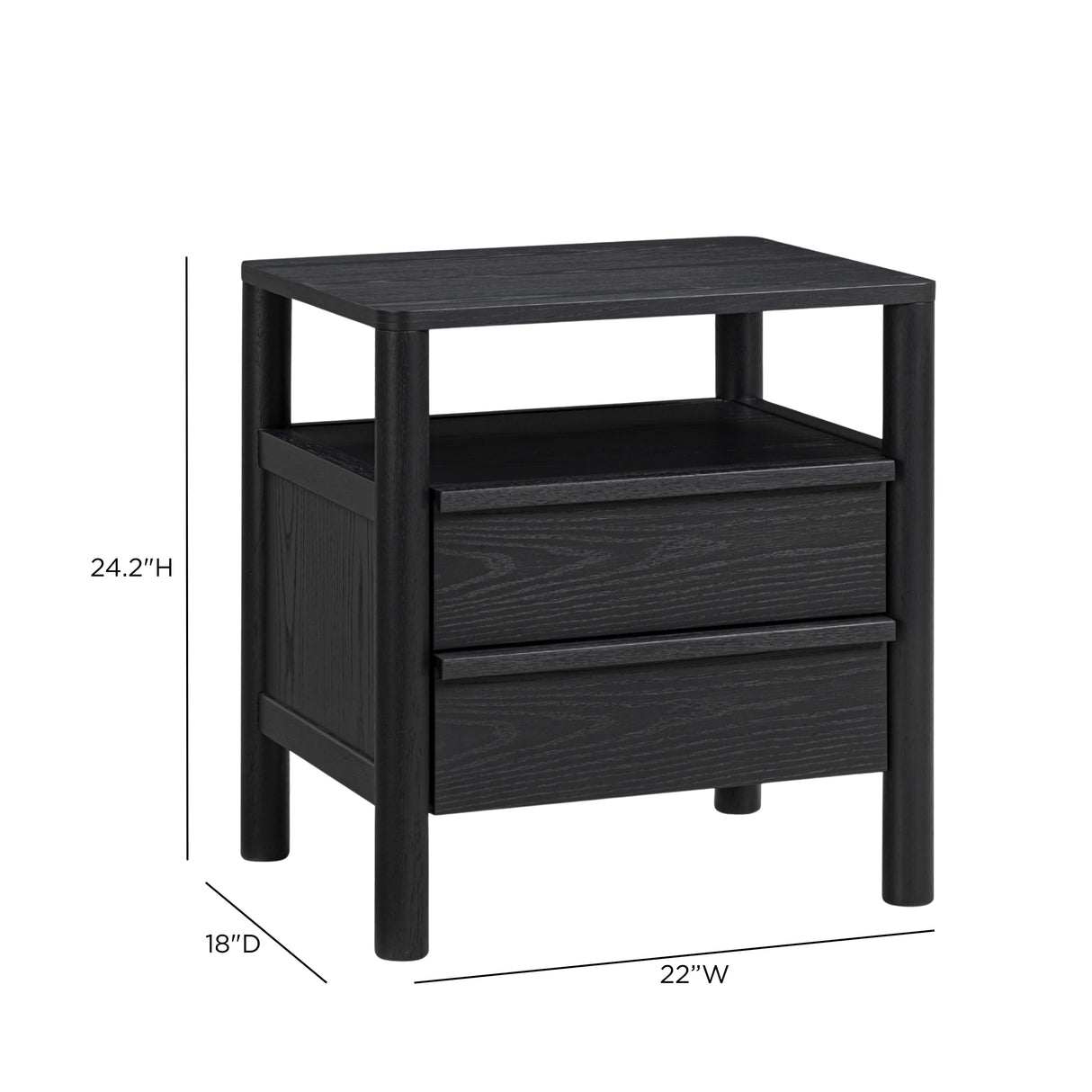 Tyra 22" Black Ash Nightstand by TOV Furniture at Eve Furniture