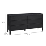 Tyra 62" Black Ash 6-Drawer Dresser by TOV Furniture at Eve Furniture