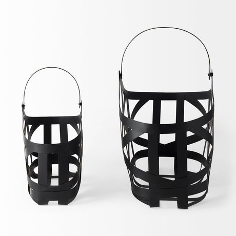Tyrell (Set of 2); Black Iron Metal Baskets by Mercana at Eve Furniture