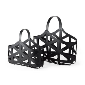Tyrell (Set of 2); Black Iron Metal Baskets by Mercana at Eve Furniture